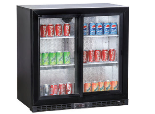 208L tür Undercounter-Stangen-Kühlschrank der Werbungs-2 Glas, hintere Stange unter Gegenkühler, Schiebetür 2