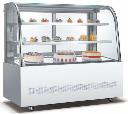 Gebogenes Glaskuchen-Anzeigen-Kuchen-Einkommen lüftete abkühlende Bäckerei-Speicher