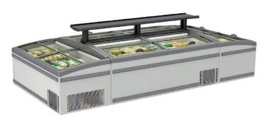 Statisches Abkühlen des Glasplatte-Supermarkt-Insel-Gefrierschrank-500L-1000L